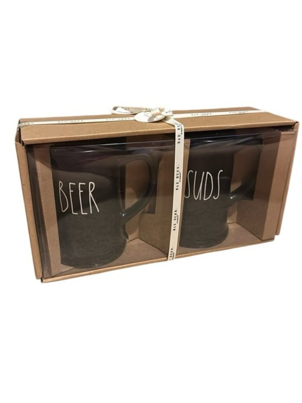 Rae Dunn Beer 🍻 Suds Black Steins Mugs in Gift Box NEW Set